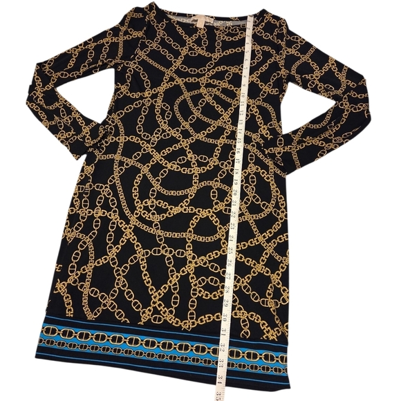 Michael Michael Kors Gold Chain Link Silky Shift Cocktail Party Dress Medium - Picture 5 of 10